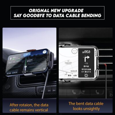 15W Wireless Car Charger & Auto Rotating Car Phone Holder MagSafe Compatible with LED Lights, Gesture Control Clamping, Auto Arm Opening, Built-In Battery, Dual Mount Options for Vent or Dashboard - Image 4