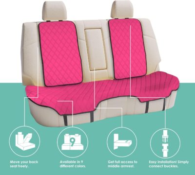 FH Group Car Seat Cover Cushion - Cars Trucks SUV, Neosupreme Car Seat Cushions, Waterproof Car Seat Cover Cushion, Universal Fit Car Seat Protector Rear Set Pink - Image 4