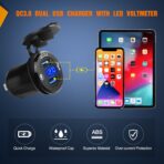 Nilight 6 Gang Rocker Switch Box 12V SPST ON Off Switch QC 3.0 USB Charger Voltmeter Waterproof Aluminum Rocker Switch Panel Night Glow Stickers for Boats Cars RVs Trucks, 2 Years Warranty,Blue - Image 5