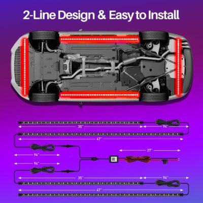 Underglow Kit for Car, Car Led Underglow Lights for Trucks with App and Remote Control, 16 Million RGB Colors, 29 Preset Modes, Music & DIY Mode, Under Car Led Lights Exterior for SUVs, Trucks, DV 12V - Image 5