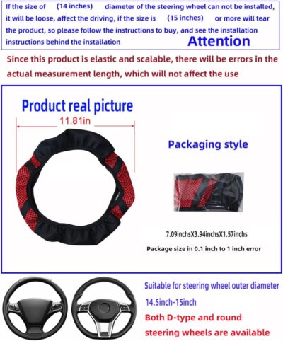 Zipelo Elastic Stretch Car Steering Wheel Cover, Leather Breathable Vehicle Steer Wheel Protective Guard, Anti-Slip Automotive Steer Wheel Protector Accessories, Universal for Most Cars (Black) - Image 2