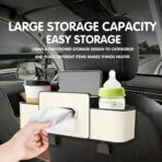 UKM 3-in-1 Back Seat Car Organizer, Car Backseat Storage Box with Cup Holder, Tissue Box&Hooks, Multifunctional Waterproof Storage for Hold Phones Drinks Handbags (Black) - Image 7