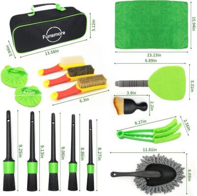 18Pcs Car Detailing Kit, Interior Car Cleaning Kit, Leather & Textile Car Interior Brush, Car Detailing Brush Set with Windshield Cleaning Tool Complete Car Interior Care Kit - Image 2