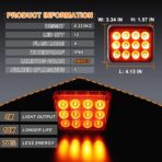 2PCS Amber LED Emergency Strobe Lights, Magnetic Strobe Flashing Beacon Lights Rechargeable Wireless Battery Powered 12-LED Caution Safety Warning Lights for Trucks Trailers Car Van ATV Tow - Image 2