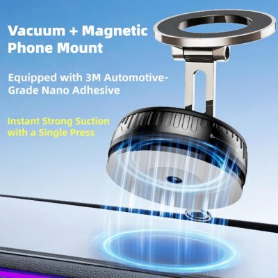 2026 Upgraded Magnetic Car Phone Mount for MagSafe: 360° Rotatable Adjustable Holder with 180+LBS Strong Suction Cup & 4200gf Magnet, Compatible with iPhone Series & Android Devices, Black - Image 6