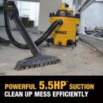 DEWALT 12 Gal Shop Vac, 5.5 HP Wet Dry Vac with Detachable Blower, High-Capacity Cleaner for Garage, Car, Workshop & Outdoor Leaves, All-in-1 DXV212PA (Reusable Bag) - Image 3