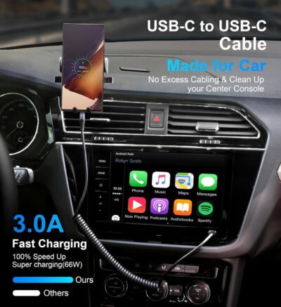 USB C to C Cable 3ft 2Pack Coiled USB C Charger Cable for Car Type C Fast Charging Cable for iPhone 17/16/15/Plus/Pro/Pro Max/Samsung Galaxy S23 - Image 3