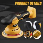 Car Detailing and Polishing Compatible with Dewalt 20V Battery, 5500 RPM Dual-Action Polisher with 6 Variable Speeds - Image 7
