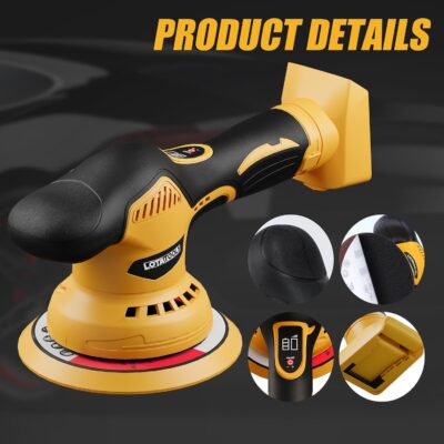 Car Detailing and Polishing Compatible with Dewalt 20V Battery, 5500 RPM Dual-Action Polisher with 6 Variable Speeds - Image 7