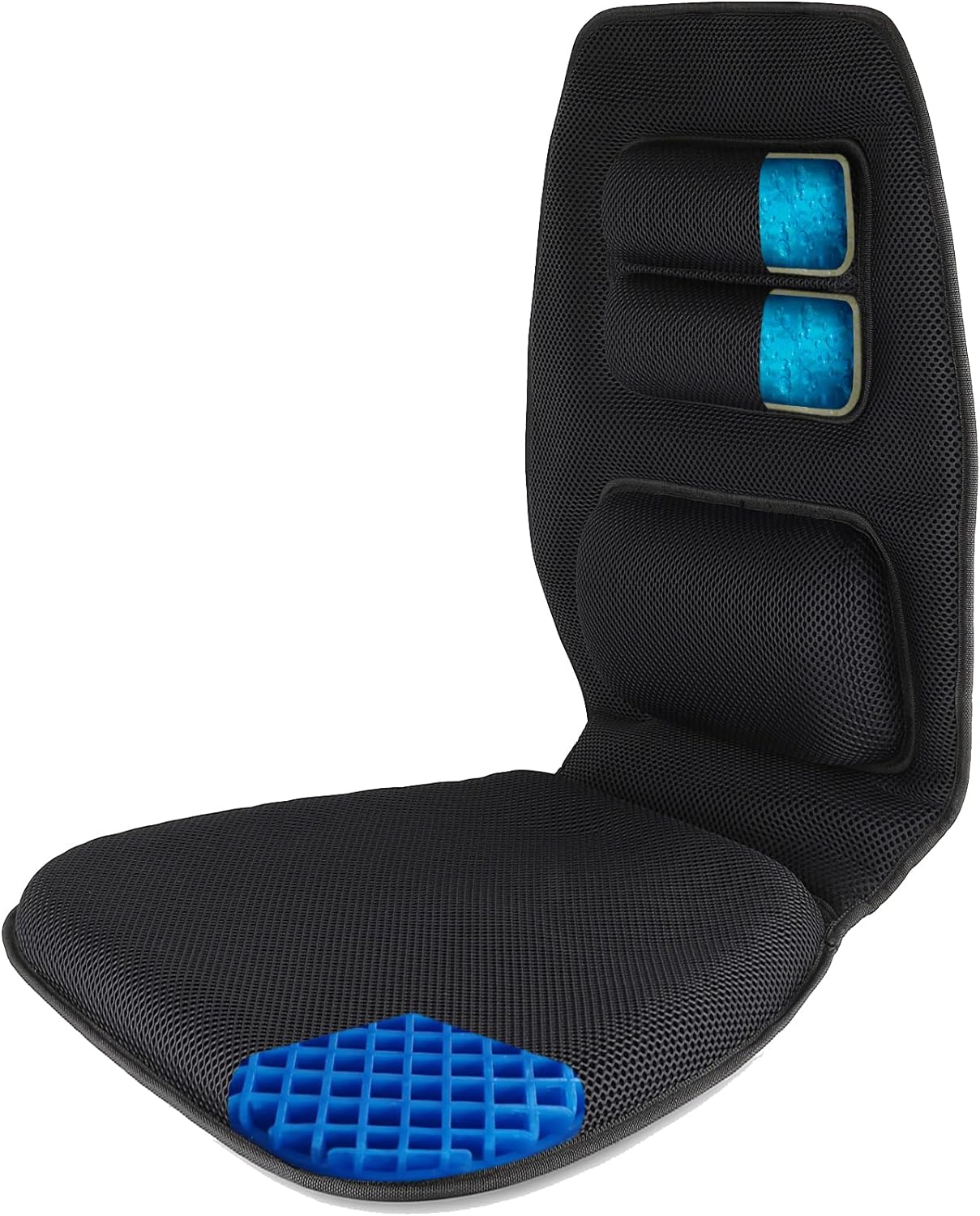 71CUfEhfVjL._AC_SL1500_.jpg Tektrum Orthopedic Gel Seat Cushion and Firm Back Support Lumbar Pillow for Car, Home/Office Chair, Travel - Relief for Tailbone, Sciatica, Coccyx, Back Pain, Improve Posture (TD-GS19041-BLK) - Image 1