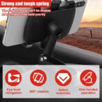 Car Phone Mount, 360° Rotatable ABS Auto Rearview Mirror Cellphone Bracket Clip with Non-Slip Base, Multifunctional Vehicle Interior Dash Phone Holder for 3 to 7 Inch Smartphones - Image 4