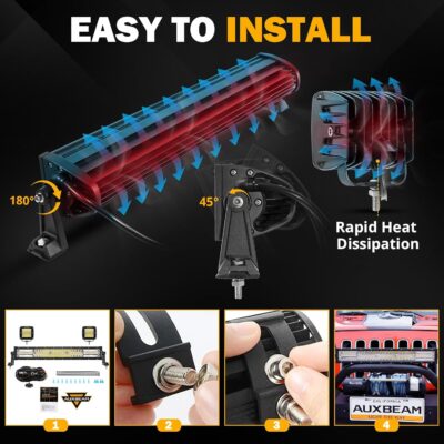 Auxbeam 22 Inch 120W LED Light Bar 2PCS 3 Inch 96W LED Pods, Amber White Fog Light 6 Modes Strobe Lights for Work Truck, Spot Flood Combo Off Road Driving Lights for Jeep ATV Utv Auto - Image 5