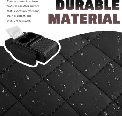 2026 New 5 in1 Car Armrest Storage Box,Multifunctional Leather Car Armrest Box Pad with Cup Holder & Phone Holder & Storage Bag,Comfortable Center Console Cover for Elbow Support - Image 5