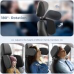 Yoocaa Adjustable Car Headrest Pillow, Road Pal Headrest, U-Shaped Travel Sleeping Pillow for Kids & Adults, Head Neck Support Only Suitable for Car Seat Headrest with Poles, Black - Image 6