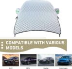 Car Cover Waterproof All Weather, Outdoor Hood Protection, Foldable Protective Shield with Windproof Fixed Strap, Universal Car Snow Cover (Silver) - Image 2
