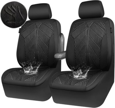 CAR PASS Waterproof Car seat covers Front Seats covers Neoprene Wetsuit, All-Weather Non-Slip Durable, Universal Fit for SUV Sedans Trucks Vans Automotive, Armrest Airbag Compatible, 3D Emboss 2 Black - Image 9