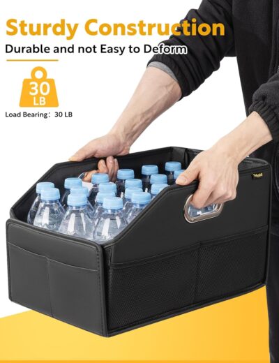 Car Seat Organizer, Front Seat Organizer, Collapsible Car Organizer and Storage for Backseat and Passenger Seat, Big Capacity with Elastic Bands can Hold Cups, Car Travel Essentials for Kids - Image 4