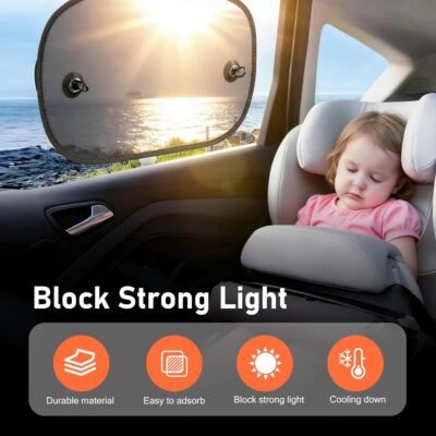 2 Pack Car Window Shades, Universal UV Protection Sunshade for Side Windows, Strong Light Glare Blocking Suction Cup Curtain, Privacy Shield for Baby Sleeping Camping Napping, Fit 98% Most Cars - Image 6