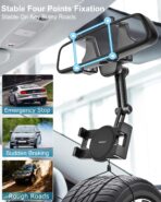 Rear View Mirror Car Phone Holder Clip - [Four Claws Anti-Shake] Cell Phone Mount for Car Rearview Mirror with 360° Rotatable & Retractable for iPhone Air 17 Pro Max 16 15 14 13 12, 4-7" Smartphones - Image 5