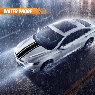 49"x 8.7" Car Hood Stripe Sticker Decal, Vinyl Auto Racing Body Side Stripe Decal, Fenders Roofs Tailgates Modified Exterior Decoration Universal for Car SUV Truck(Black) - Image 3