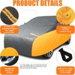 Riakrum Full Car Cover Waterproof All Weather for Automobiles Windproof Cover Rain UV Protection Sun Scratch Resistant Outdoor Universal(Fit Sedan Length (185-193'') 70'' H,Black, Orange) - Image 6