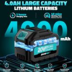 Cordless Pressure Washer Battery Powered, Powerful Handheld Portable Pressure Washer with Brushless Motor, 1 x 4.0Ah Battery & Charger, 6-in-1 Nozzle and Storage Handbag, 3 Power Level for Yard/Car - Image 3