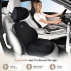 FLORICH Car Seat Cushion & Lumbar Support Pillow & Car Neck Pillow, Ergonomic Memory Foam Driving Seat Cushion for Back & Sciatica Pain Relief, Non-Slip Washable Cushion for Car, Driver, Office-Black - Image 2
