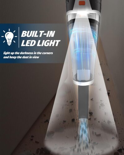 BRL Handheld Vacuum Cordless, Brushless Car Vacuum Cleaner with 12000PA Powerful Suction, 2 Suction Modes Mini Hand Vacuum, Dry & Wet, Portable Vacuum for Car Pet Hair, Home, Office, Keyboards - Image 7