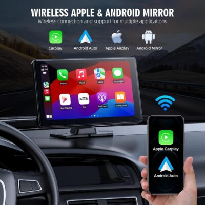 Portable Wireless Carplay Screen, PBYRD 9" Touchscreen with 4K HD Front Camera, Car Stereo with Apple Carplay & Android Auto, Mirror Link/Voice Control/Bluetooth/GPS Navigation-2025 NEW - Image 2