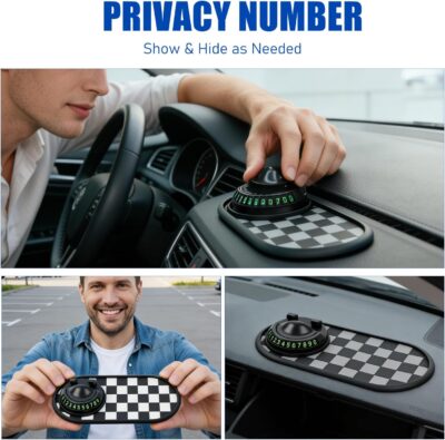 Multifunctional Car Anti-Slip Mat with 360° Rotating Phone Holder,Anti Slip Mat for Car Dashboard with Temporary Parking Number,Anti Slip Phone Mat for Car for Phones, Sunglasses, Keys (Gray Black) - Image 7