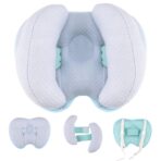 Upgraded 2 in 1 Baby Travel Pillow, Adjustable Banana Shape Baby Neck Head Support Piloow Stroller Insert Cushion for 4 Months Up Kids, Toddler, Blue