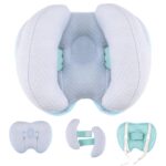 Upgraded 2 in 1 Baby Travel Pillow, Adjustable Banana Shape Baby Neck Head Support Piloow Stroller Insert Cushion for 4 Months Up Kids, Toddler, Blue