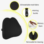 Lumbar Support Pillow for Office Chair,Memory Foam Back Lumbar Support Pillow,Relieve Back Pain,3D Breathable Fabric&Shoulder Strap Fixation,Back Support for Office Chair/Wheelchair/Car(Black) - Image 4