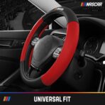NASCAR Steering Wheel Cover, Two-Tone Red Leather Patchwork, Universal Fit 14.5"-15.5" Steering Covers for Cars, Anti-Slip, Soft Grip, Odor-Free, Trucks & SUVs, Racing Style Interior Upgrade - Image 8