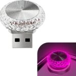 1 PC USB LED Car Interior Atmosphere Lamp, Plug and Play Portable Mini Car Night Ambient Light, Auto Dashboard Decoration Accessories for Most Cars, SUVs, Trucks (Purple)
