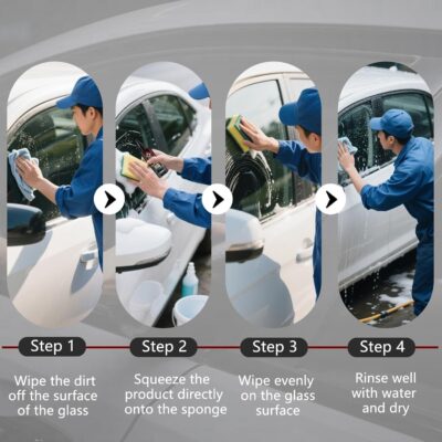 D1 Glass Polishing Liquid, 2025 New Car Glass Oil Film Remover and Auto Scratch Repair Compound, Car Glasses Polishing Compound, Anti-Fog Hydrophobic Coating Spray with Sponge (black-1pcs) - Image 8