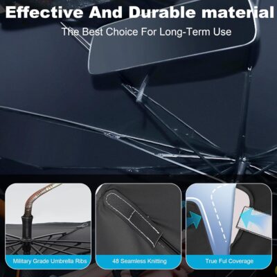 Windshield Sun Shade Umbrella, Portable Foldable, Spring Structure Wind Shield, Front Window Sunshade, Protect from Sun Rays Car Windshield, for Men (57'' x 31.5'') - Image 6