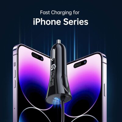 Syncwire iPhone Car Charger - Upgrade [Apple MFi Certified] 4.8A/24W Car Charging Adapter with Built-in Coiled Lightning Cable for Apple iPhone 14/13/12/11/Xs/XS Max/XR/X/8/7/6 Plus, iPad & More - Image 6