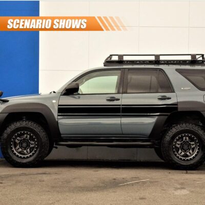 49"x 8.7" Car Hood Stripe Sticker Decal, Vinyl Auto Racing Body Side Stripe Decal, Fenders Roofs Tailgates Modified Exterior Decoration Universal for Car SUV Truck(Black) - Image 4