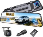 Mirror Dash Cam,Rear View Mirror Camera,10'' Smart Touch Screen,Dash Camera for Cars,G-Sensor,Loop Recording,Car Camera with Free 32GB Card