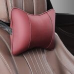 Car Pillow for Car Neck Pillow for Driving Seat Leather Neck Support Soft Cushion Back Support Head-Rests for Vehicle Sleeping with Elastic Adjustment Strap 2PCS (Neck, Red) - Image 4