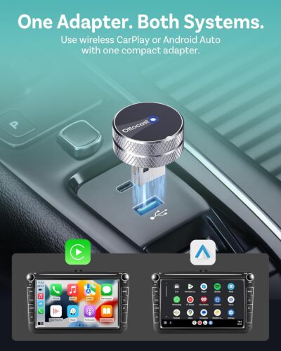 OTTOCAST Mini Tube 2026 Wireless CarPlay & Android Auto Adapter, Ultra-Fast Auto Reconnect,WiFi 6 & Bluetooth 5.4,Mini Plug & Play Dongle for Cars with Wired CarPlay - Image 4