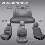 NS YOLO Full Coverage Leather Car Seat Covers Full Set,Waterproof Seat Covers for Cars,SUVs Pick-up Truck, Car Seat Cushion,Car Seat Protector,Grey Seat Cover with 5 Seats - Image 2