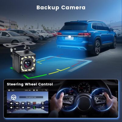 Double Din Car Stereo Bluetooth Wireless Carplay Android Auto-7 inch Touch Screen Car MP5 Player Bluetooth FM, Driauto 2 Din Radio Support MirrorLink, Type-C/SD/USB, Backup Camera, SWC, Video Play - Image 6