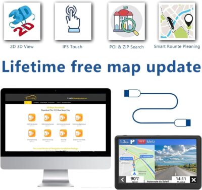 GPS Navigation for Car Truck Drivers 7 inch Navigation Systems for Car with Voice Guidance and Speed Camera Warning 2D&3D map Americas Maps Free Lifetime Map - Image 5