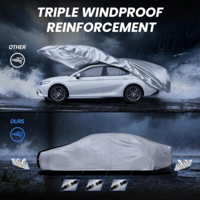 Coupe Car Cover Waterproof All Weather, 10 Layers Outdoor Car Covers for Muscle Car - Sun & Rain Protector Full Exterior Covers. Custom Fit Ford Mustang, Shelby Camaro, etc C4(Gift Towel/Storage Bag) - Image 4