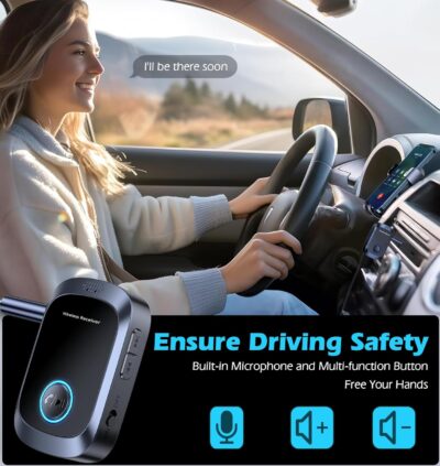 Bluetooth AUX Adapter for Car, Auxiliary Bluetooth Adapter for Car Music & Handsfree Call, 11H Battery Life Wireless Music Receiver for Home Stereo Volume Control, KAIY Wireless Receiver - Image 3