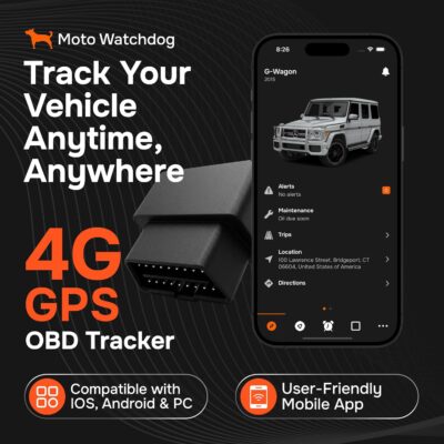 GPS Tracker for Vehicles, No Subscription with Real-Time Location, Mileage Tracking, Speeding Monitoring, Route History, Geofence, OBD, for Fleets & Families, USA, Moto Watchdog - Image 3