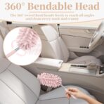 2 PCS Car Interior Duster with Extension Pole, Microfiber Car Duster with Bendable Head, Car Accessories Dusters Exterior&Interior Scratch Free, for Cleaning of Vehicle Details, Offices, Windows(Pink) - Image 4