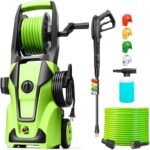 Electric Pressure Washer Adjustable 5000PSI 4.0 GPM High Power Washers with 33ft Hose Reel, 4 Nozzle and Foam Cannon, Power Washers Machine for Home, Cars, Patio (Green)